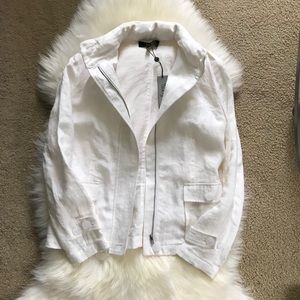 Talbots White Linen Jacket with Zip-away Hood!!